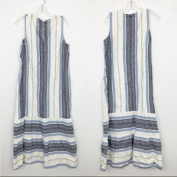 J. Jill Cream and Blue Striped Maxi Dress - Picture 5 of 7